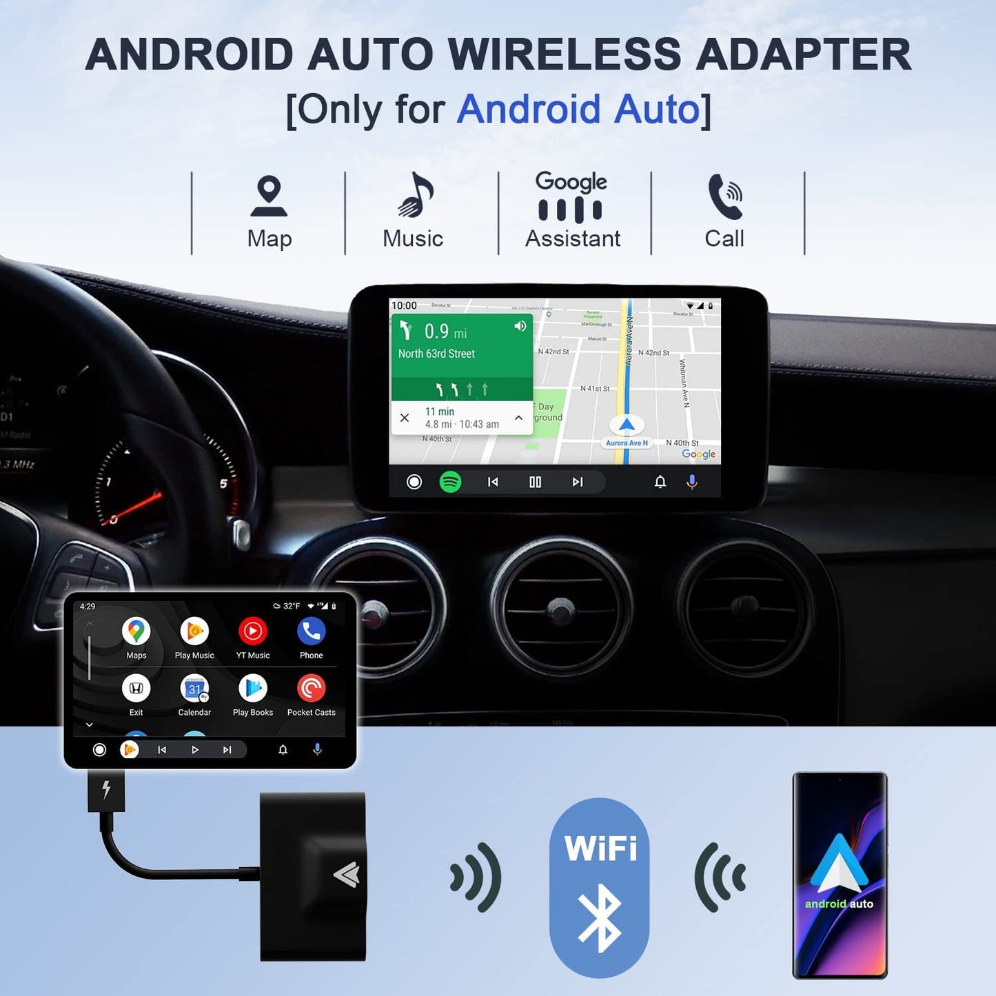 Adaptador Androidauto Inálambrico Wireless Plug&play Android