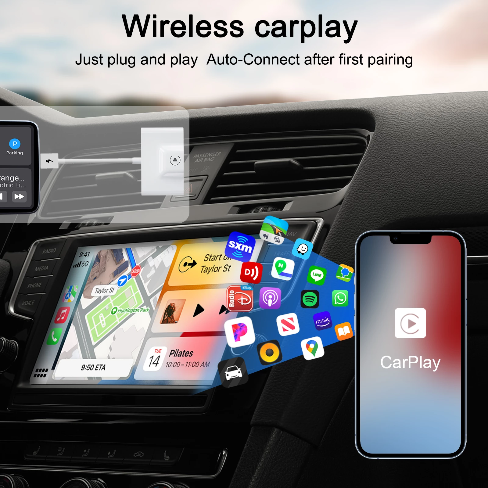 Adaptador Carplay Inálambrico Wireless Plug & Play iPhone – Alshopping