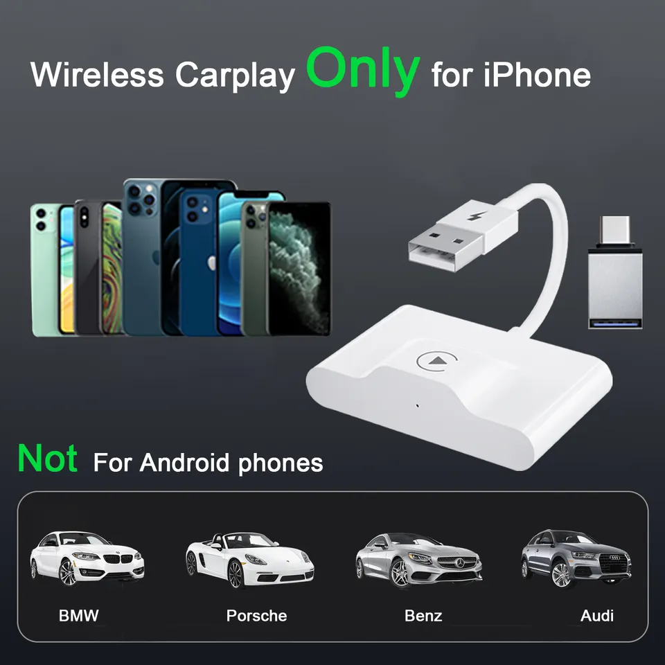 Adaptador de CarPlay inalámbrico para lPhone, Dongle inalámbrico para Apple  Carplay, Plug Play para iPhone 6 y superior - AliExpress